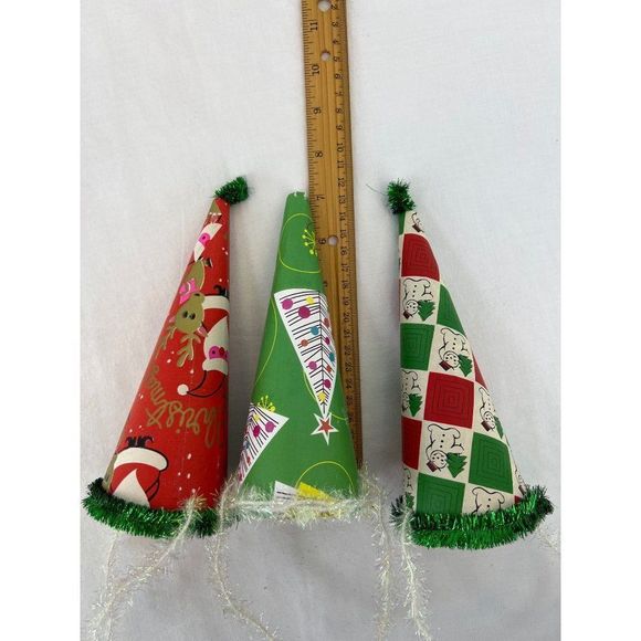Vintage Christmas Candy Holder Cones Santa Christmas Tree Snowman - Picture 6 of 9